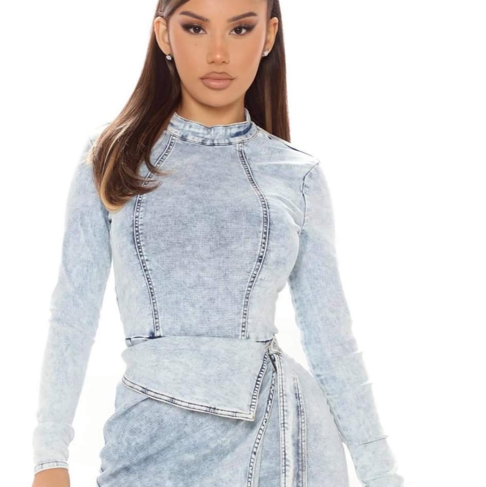 NWT Fashion Nova Denim Light wash Jean Dress